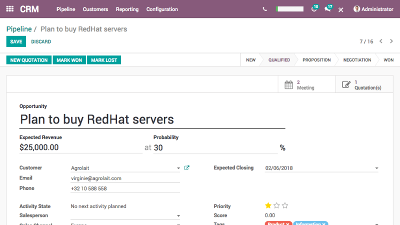 Odoo - Prueba 1 a tres columnas